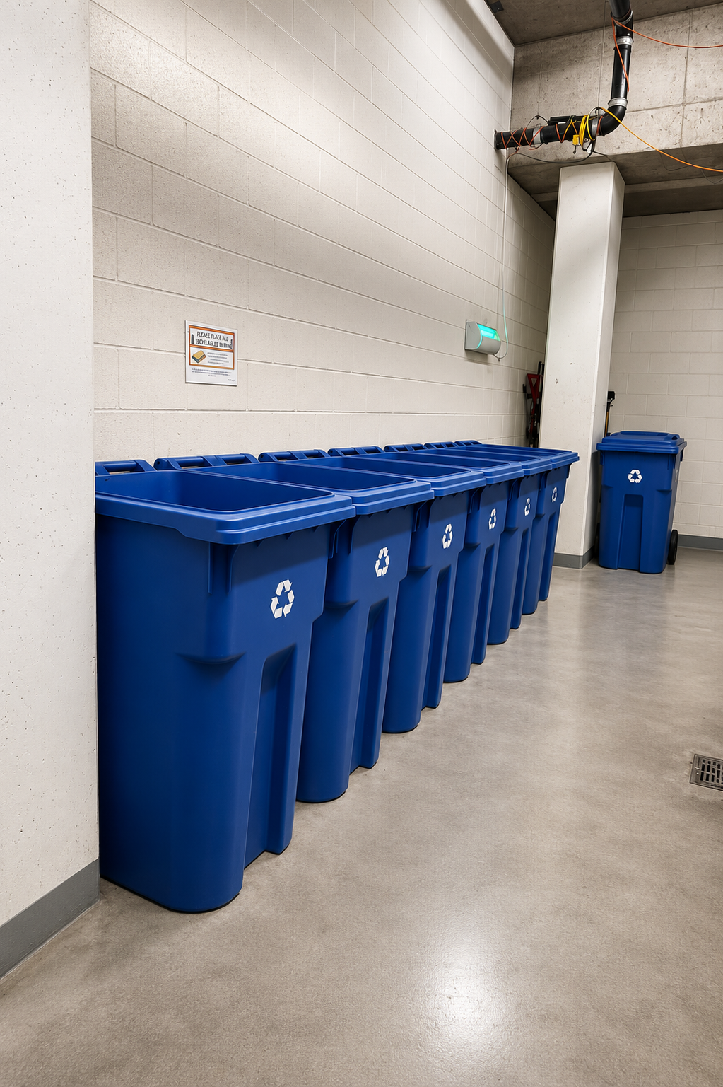 Clean condo garbage area.